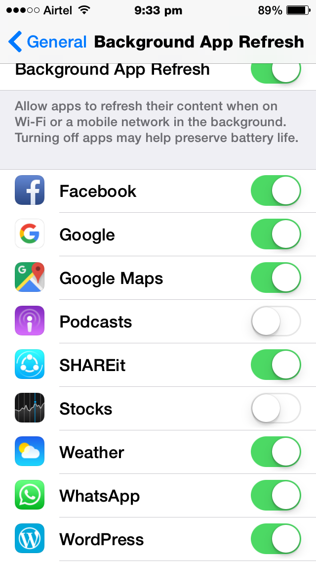 Background App Refresh Phone