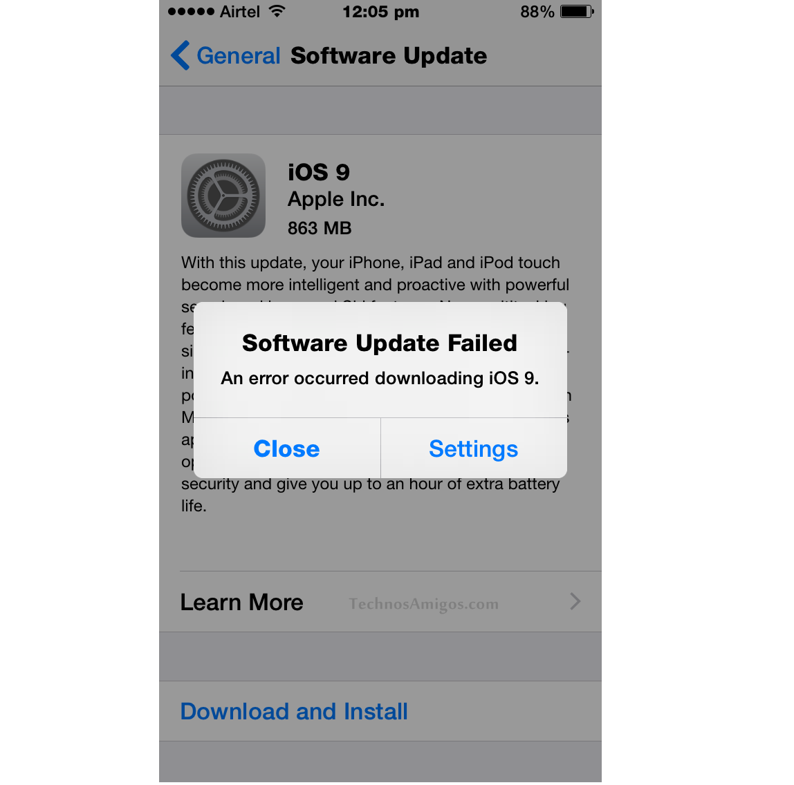 iOS 9 'Software Update Failed' Error on iPhone, iPad