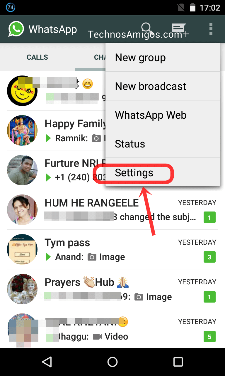 open my whatsapp settings