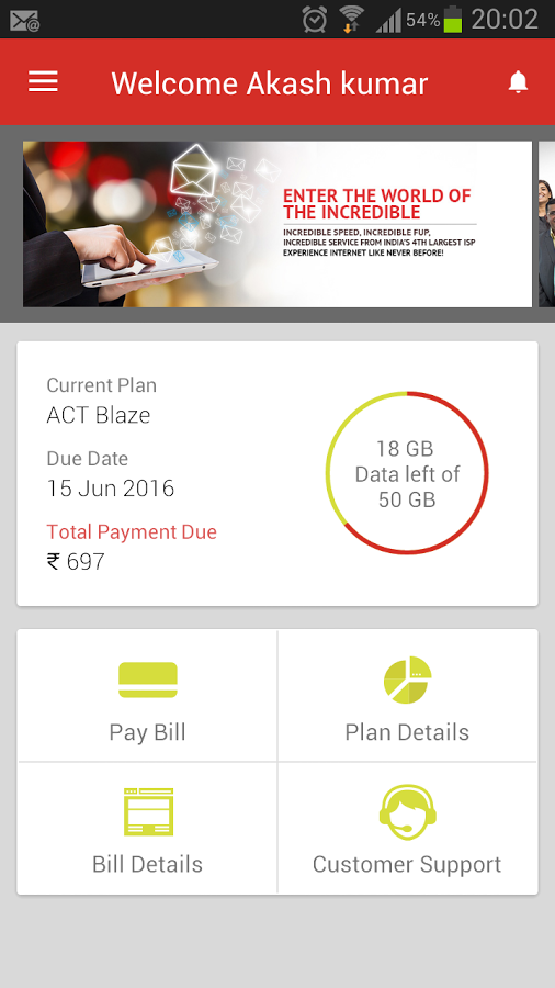 ACT Fibernet Android App