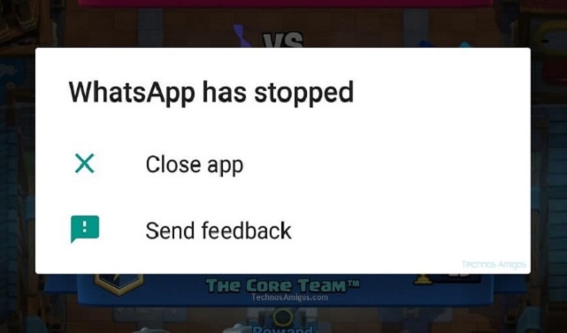 fix WhatsApp has stopped error