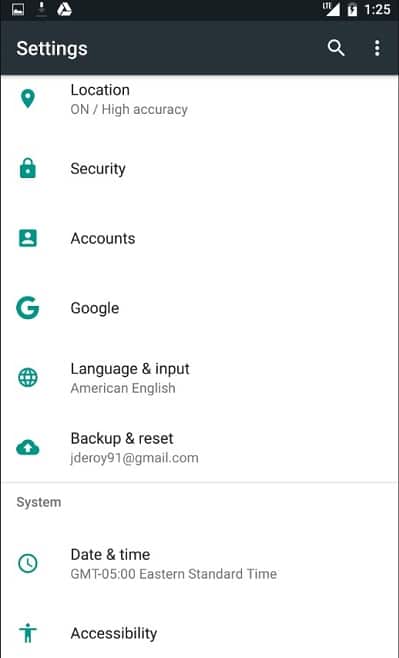 Android Nougat Settings