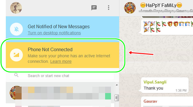 WhatsApp Web Phone Not Connected